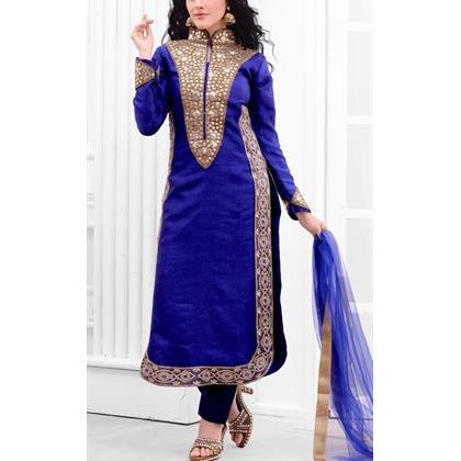 blue silk designer salwar suit